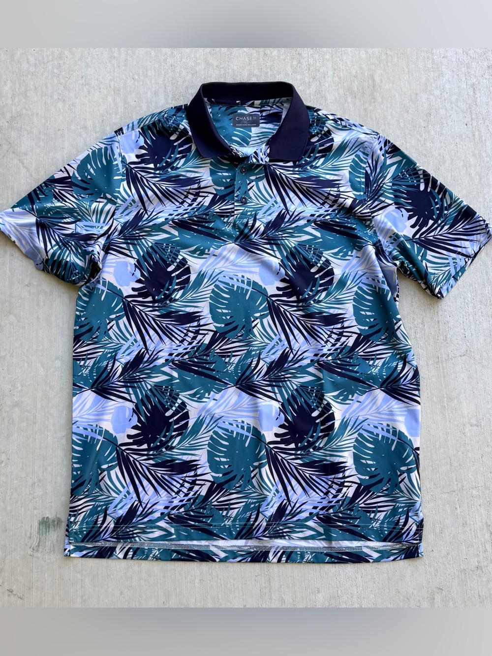Chase 54 Golf Polo Men Size XL Floral All Over Print Stretch